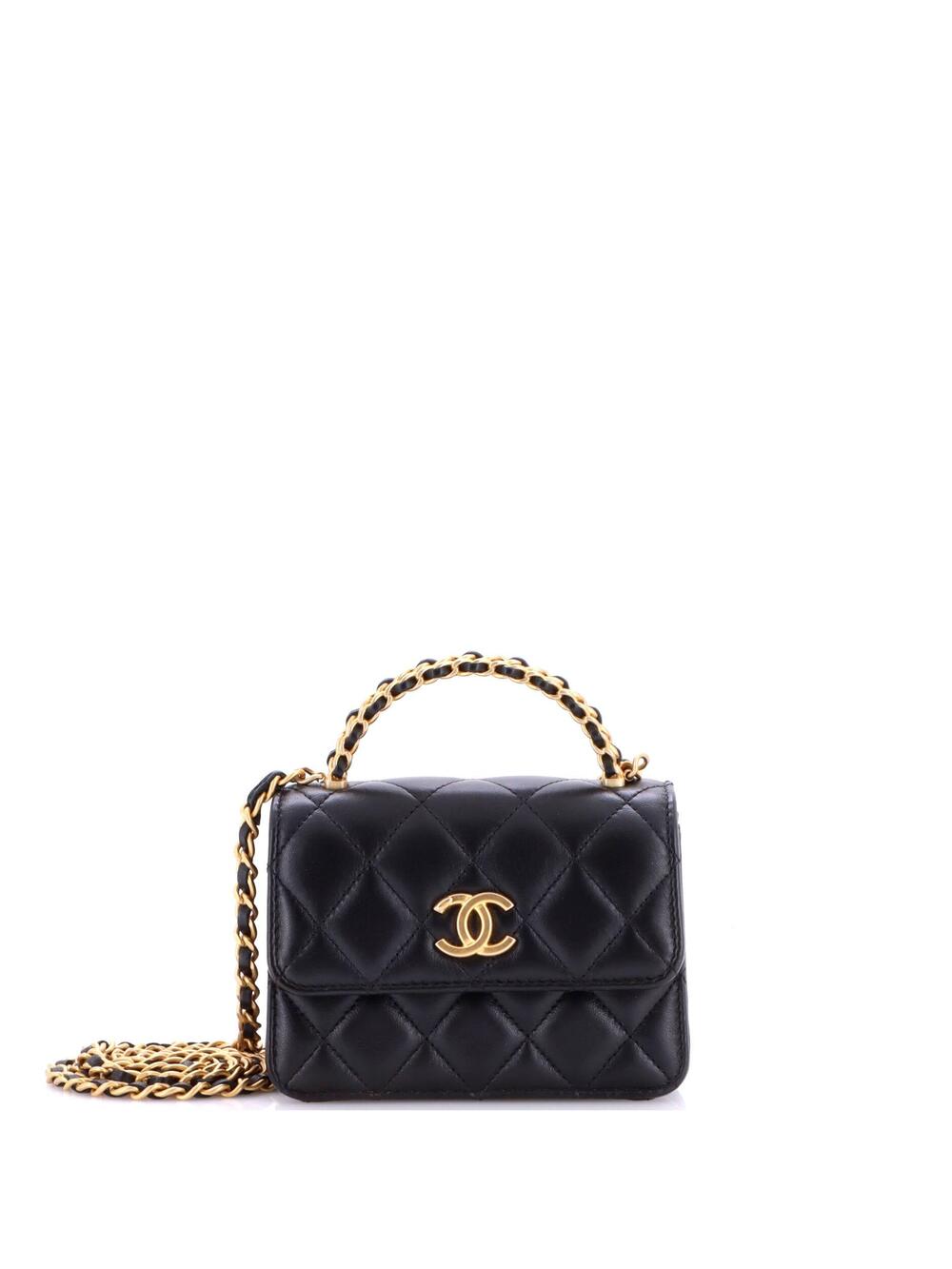 Chanel Woven Top Handle Cc Flap Clutch #377810C49B